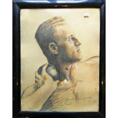 Portret mężczyzny.  Sygn. Hiszfeld 1928. Rysunek na papierze. 